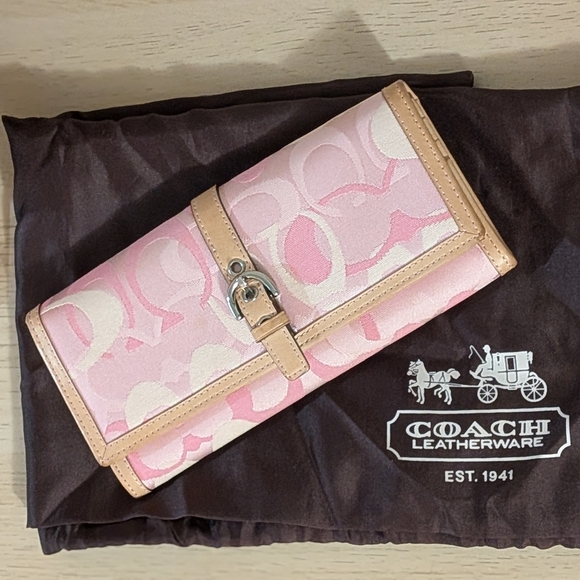 Y2K Coach Optic Hobo Bag & Wallet Signature Pink Jacquard & Leather Matching Set - Picture 11 of 17